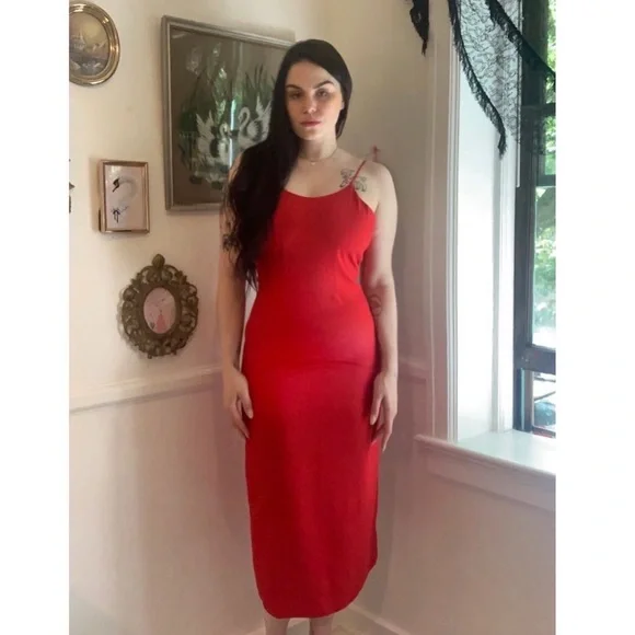 Vintage | Dresses | Vintage 99s Sexy Red Linen Dress | Poshmark